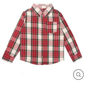 SAMMY + NAT PLAY COLLECTION CLASSIC POPLIN BUTTONDOWN IN RED TARTAN, Size 4